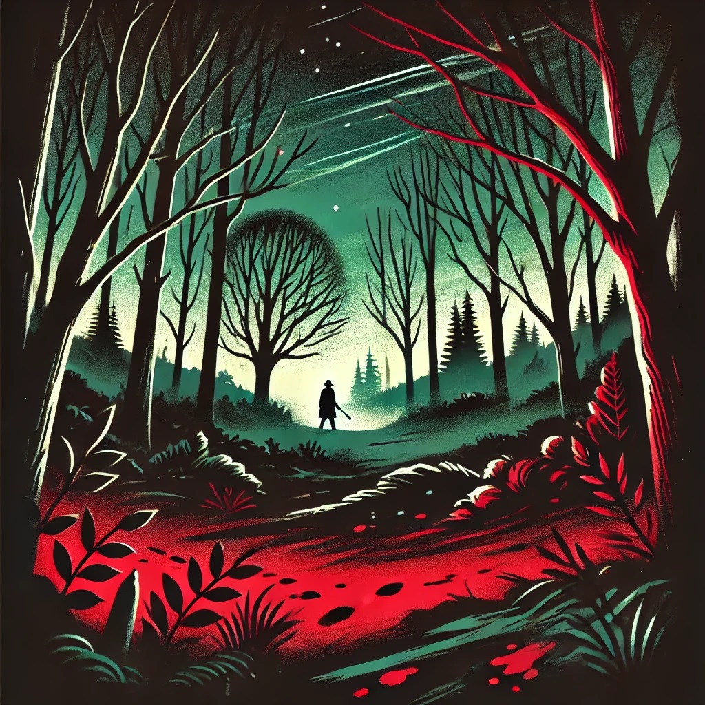 Représentation d'un crime en plaine nature