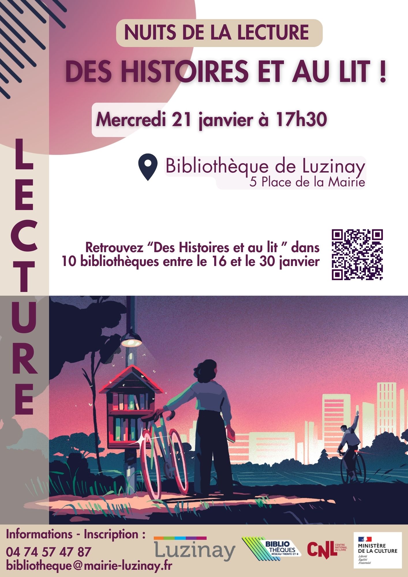 AFFICHE DE L'EVENEMENT DES HISTOIRES ET AU LIT LUZINAY